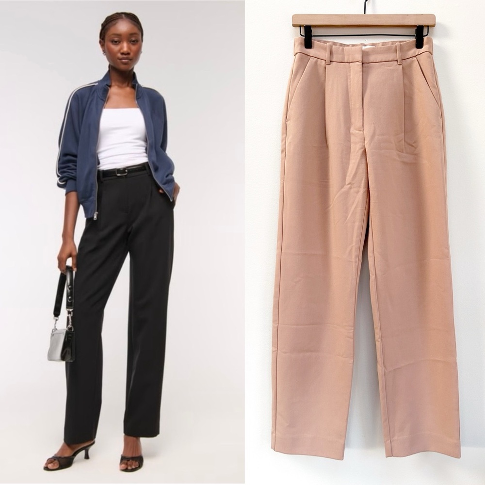 Abercrombie & Fitch TALL Quinn Relaxed Straight Tan Trouser Pants 27 / 4 Long